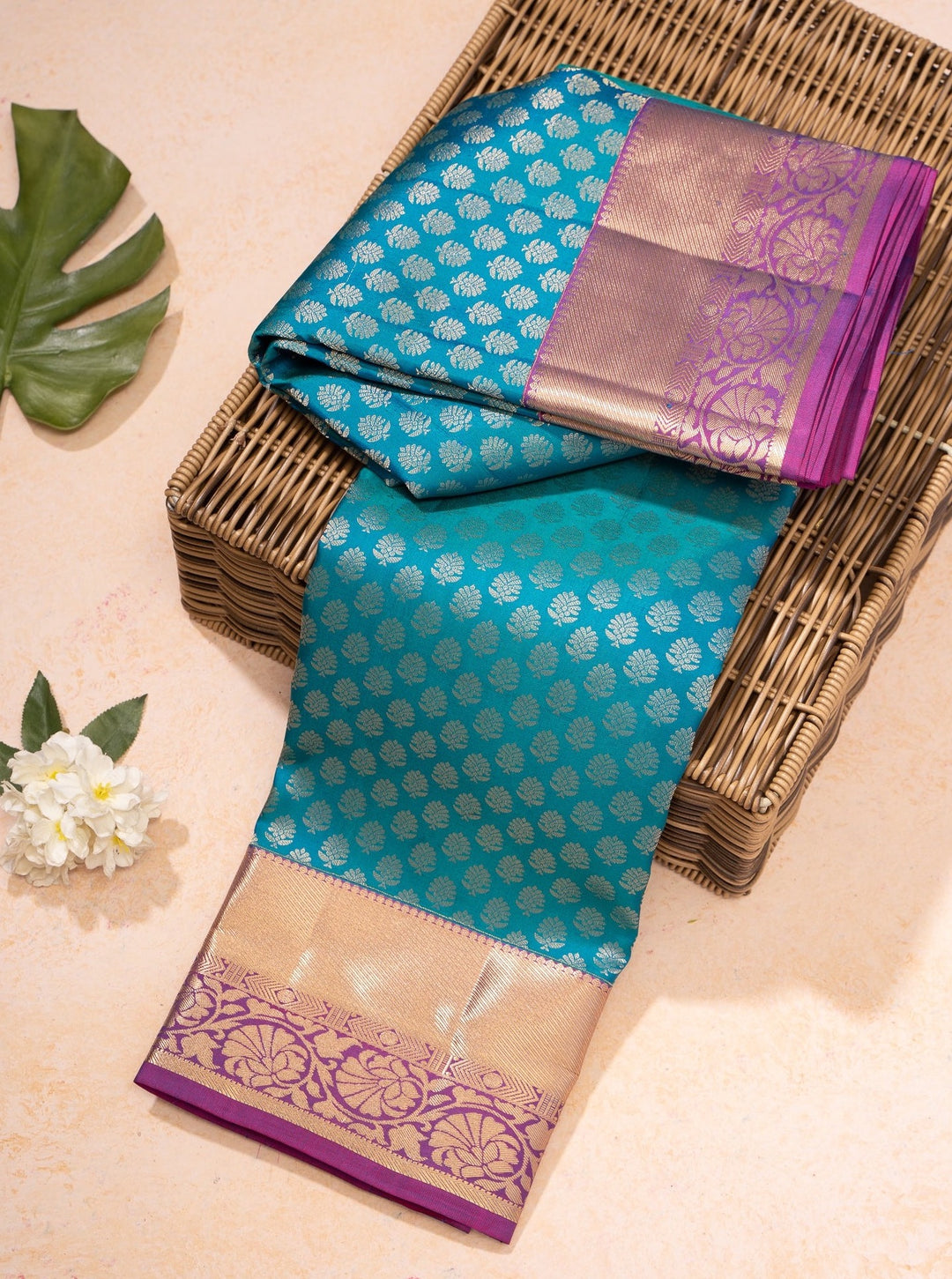Anandha Blue and Magenta Brocade Pure Kanchipuram Silk Saree - Clio Silks