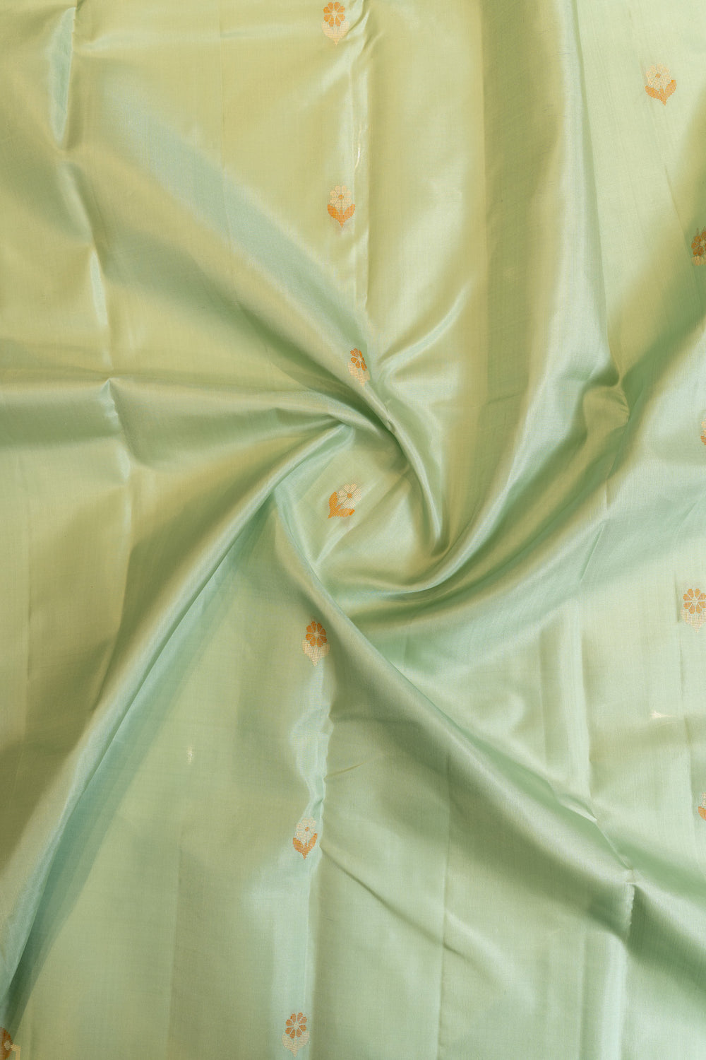 Pastel blue Jamdani motifs without zari pure Kanchipuram silk saree | Clio Silks
