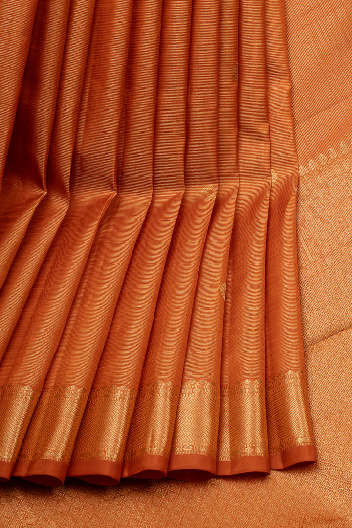 Rust Orange Vairaoosi Pure Kanchipuram Silk Saree