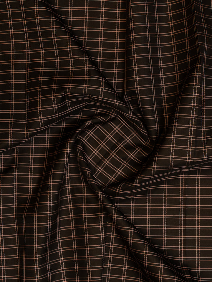 Black and pink thread checks pure Kanchipuram silk saree