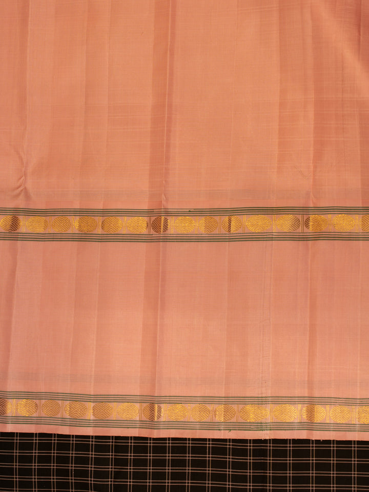 Black and pink thread checks pure Kanchipuram silk saree