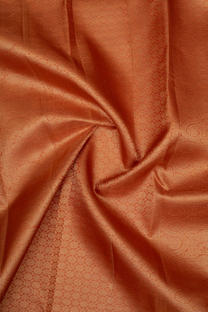 Rust Orange Rettai Pettu Pure Kanchipuram Silk Saree