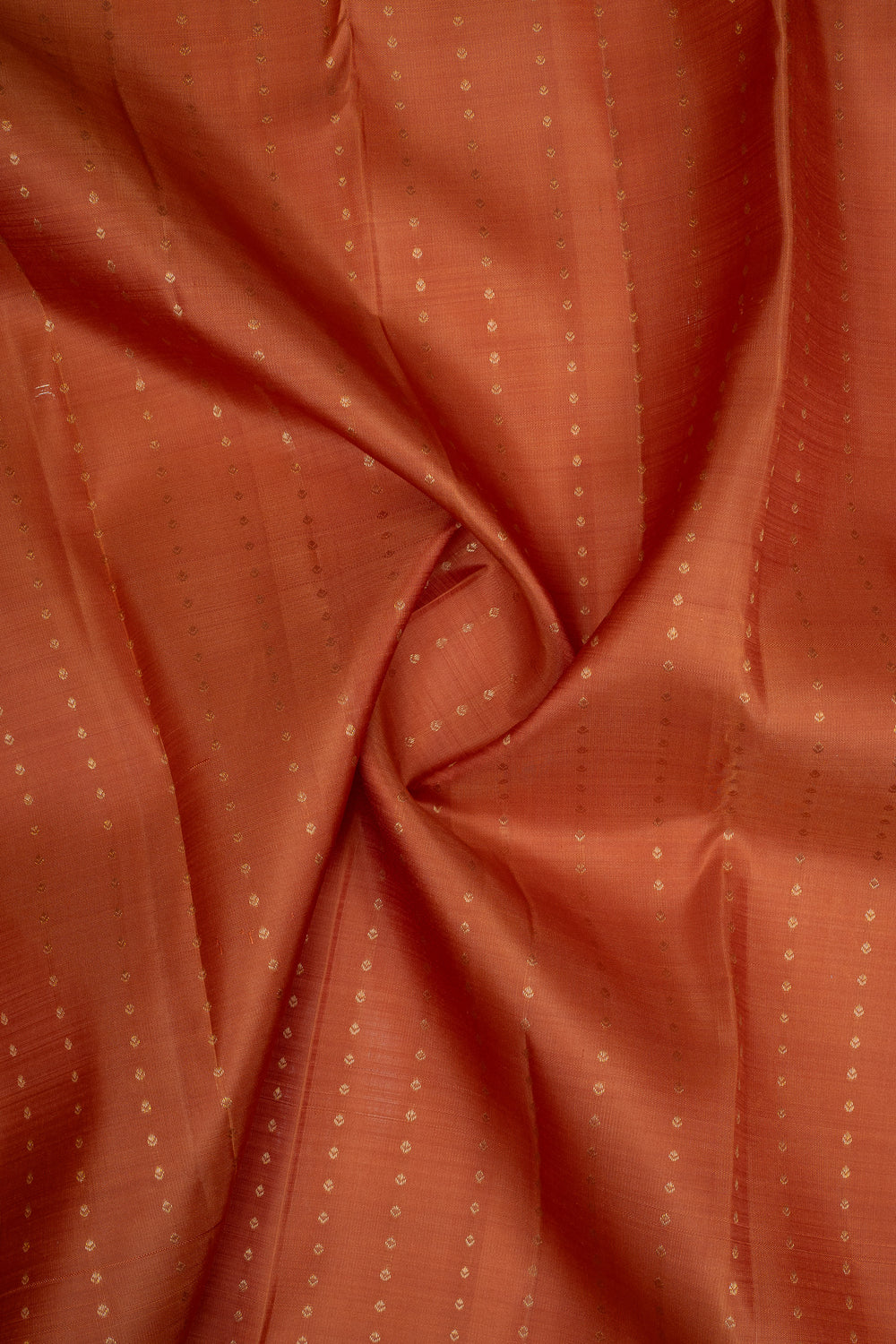 Rust Orange Rettai Pettu Pure Kanchipuram Silk Saree