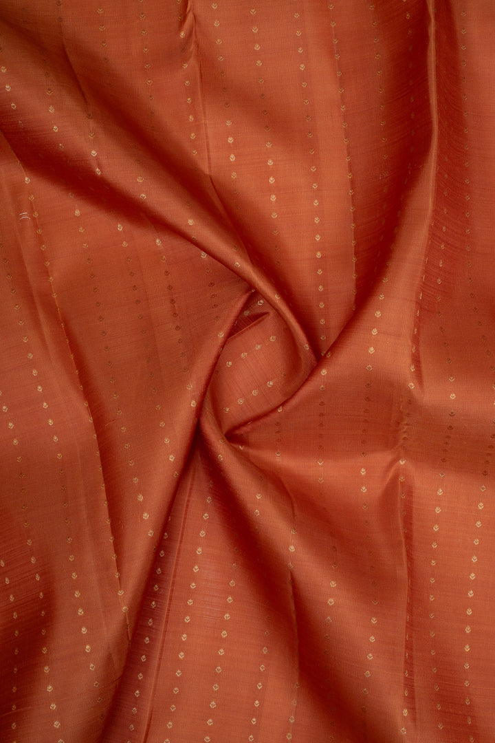 Rust Orange Rettai Pettu Pure Kanchipuram Silk Saree