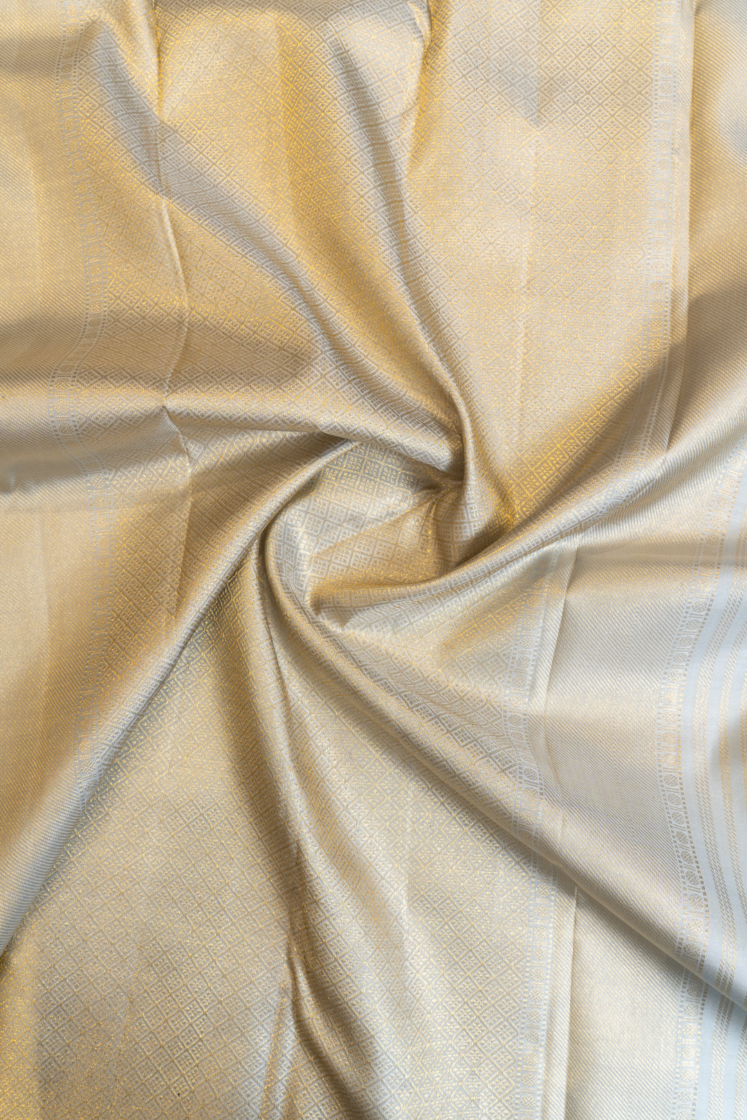Bluish grey annam chakram pure brocade Kanchipuram silk saree