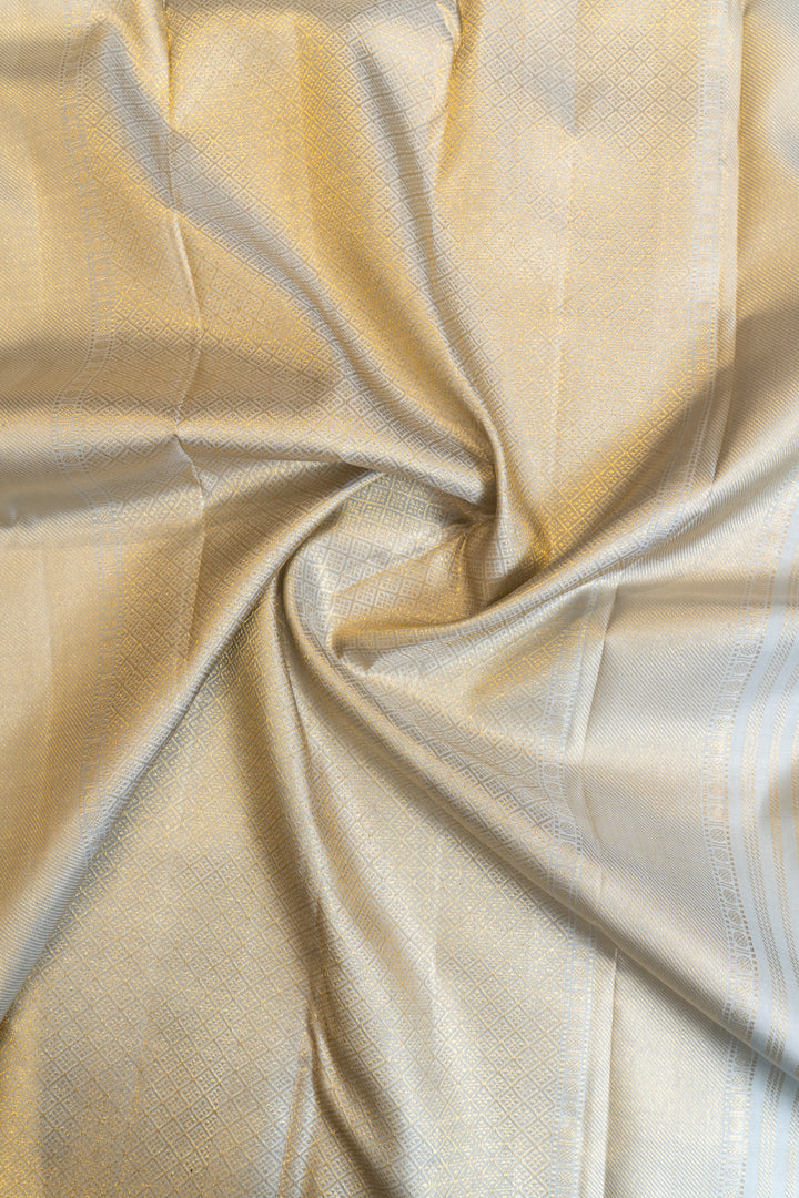 Bluish grey annam chakram pure brocade Kanchipuram silk saree