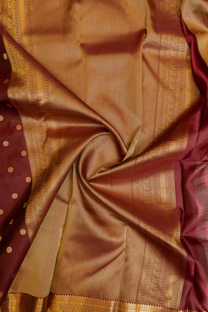 Maroon traditional pure Kanchipuram silk saree