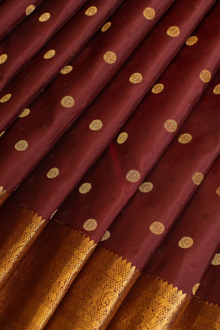 Maroon traditional pure Kanchipuram silk saree