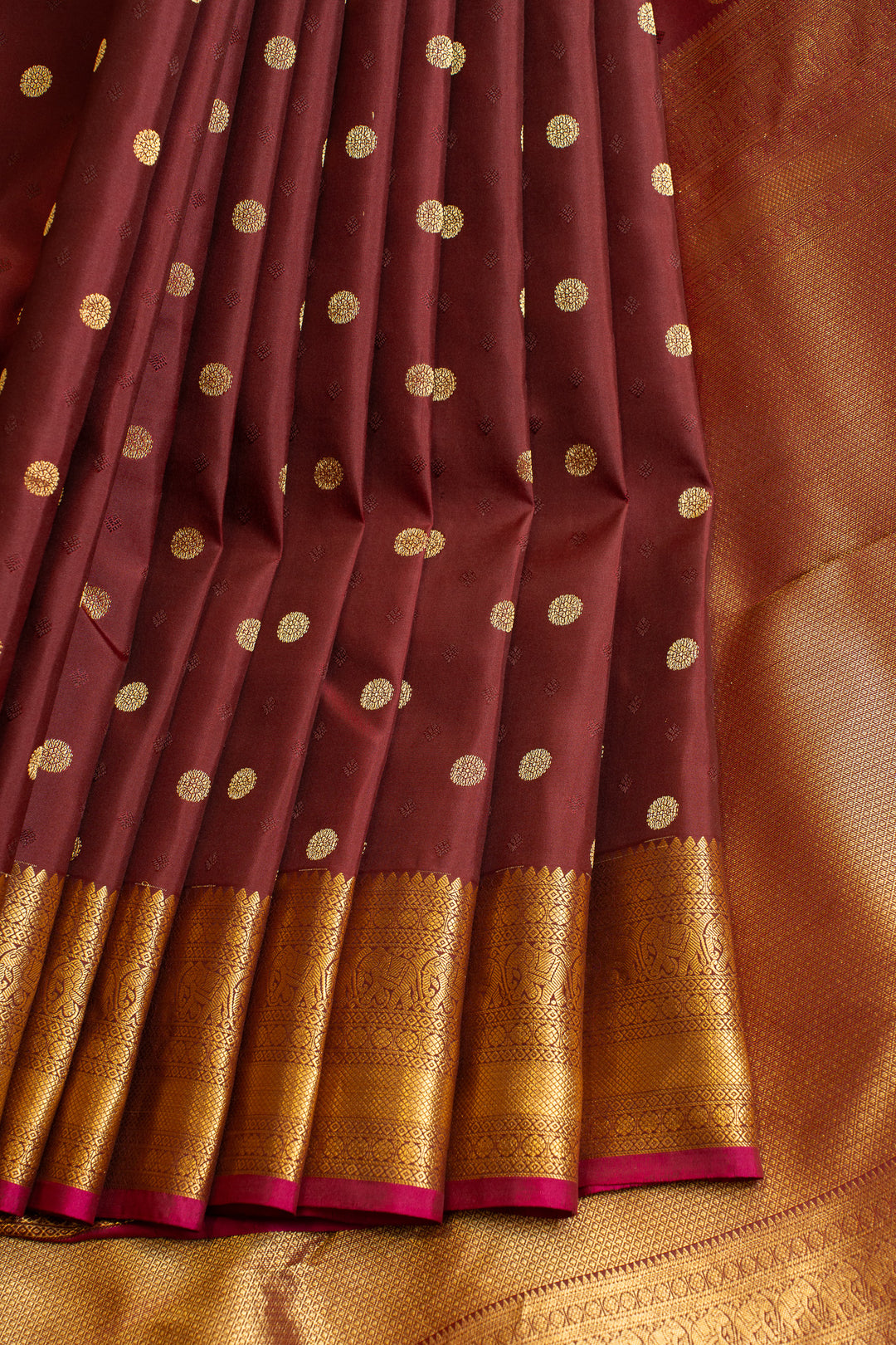 Maroon traditional pure Kanchipuram silk saree