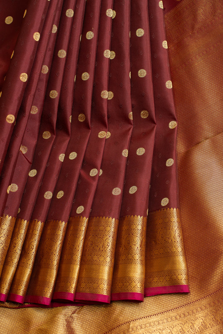 Maroon traditional pure Kanchipuram silk saree