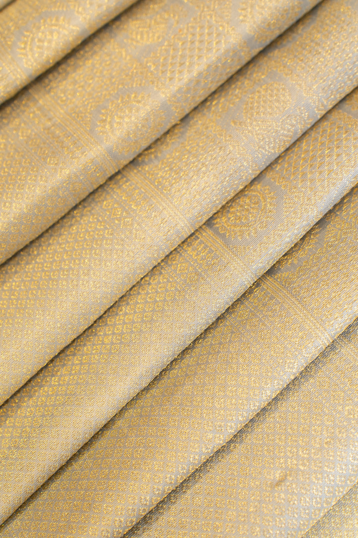 Bluish grey annam chakram pure brocade Kanchipuram silk saree