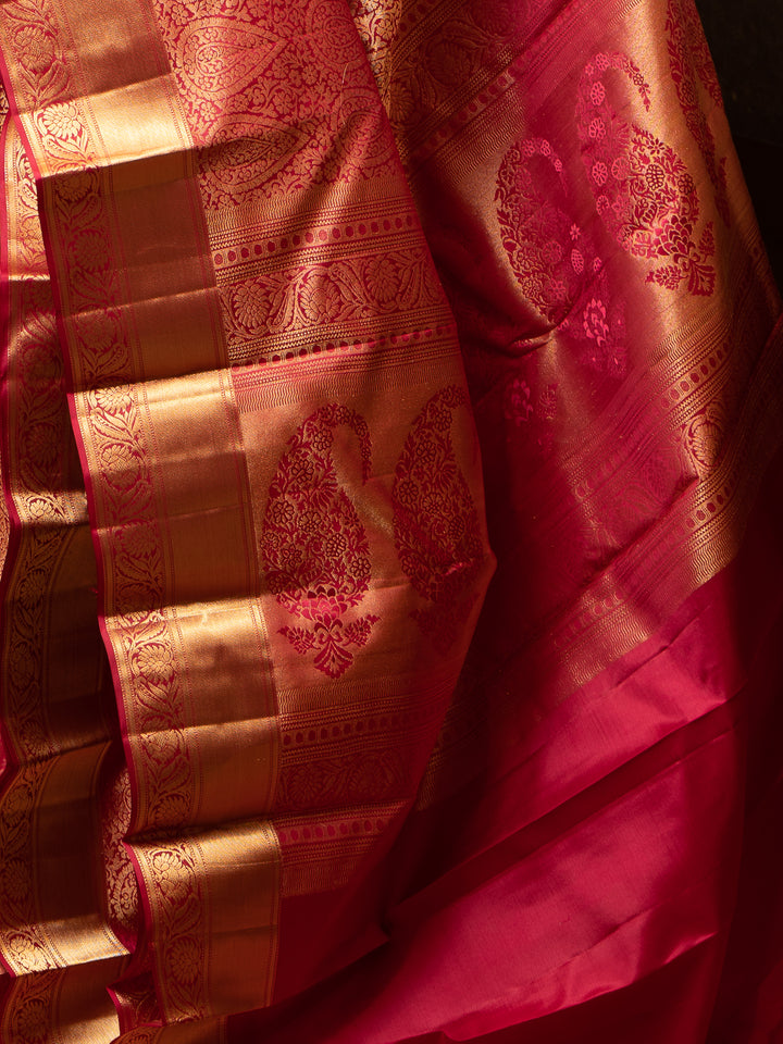 Rani Pink Thilakam Brocade Pure Kanjivaram Pattu Silk Saree - Clio Silks