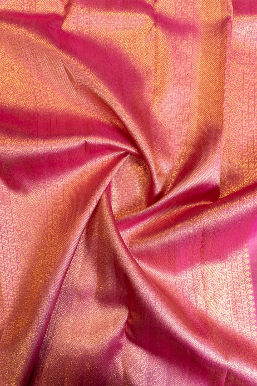 Rose pink zari checks pure Kanchipuram silk saree