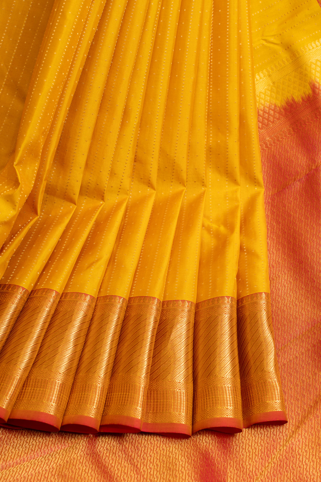 Yellow and pink pure Kanchipuram silk saree