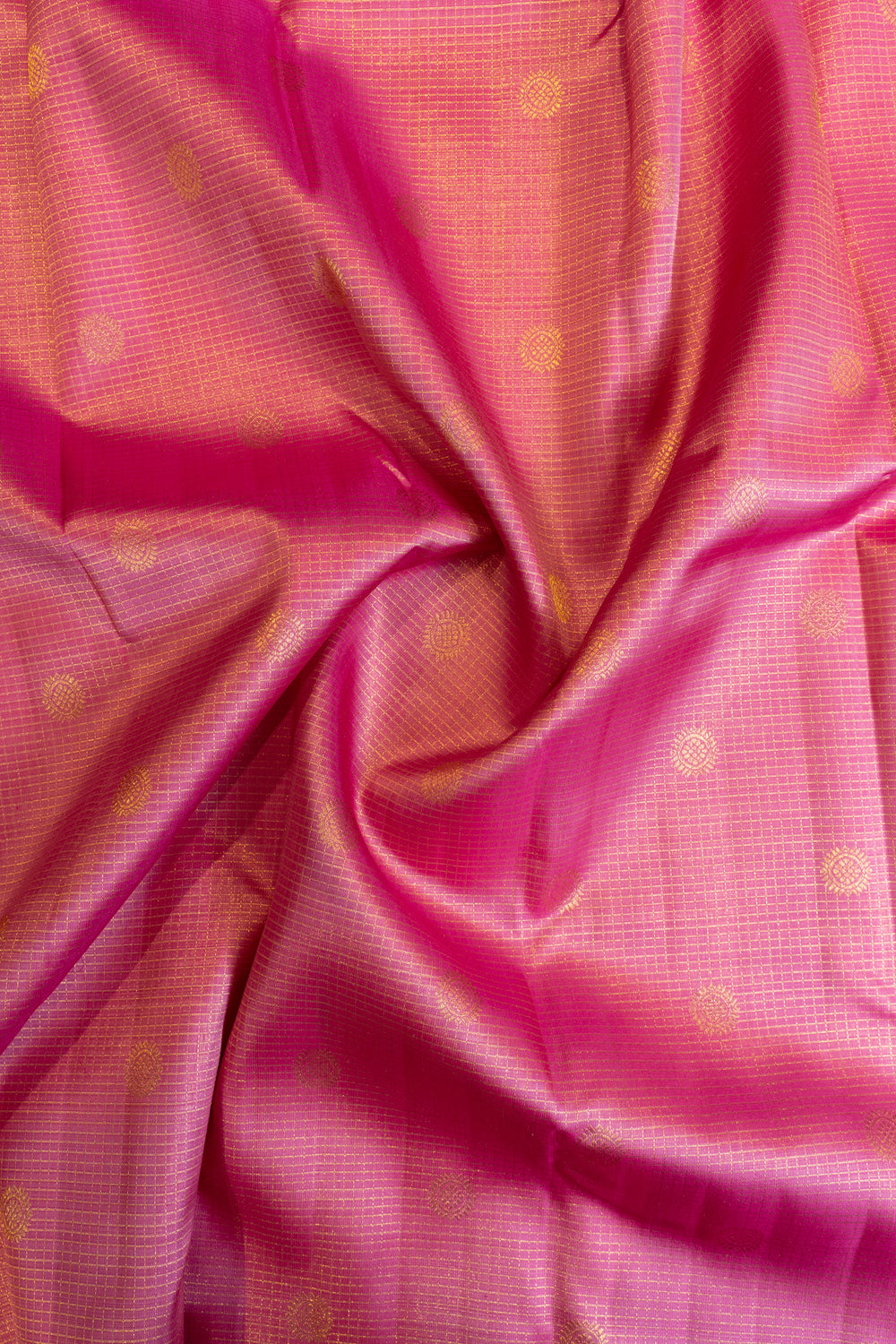 Rose pink zari checks pure Kanchipuram silk saree