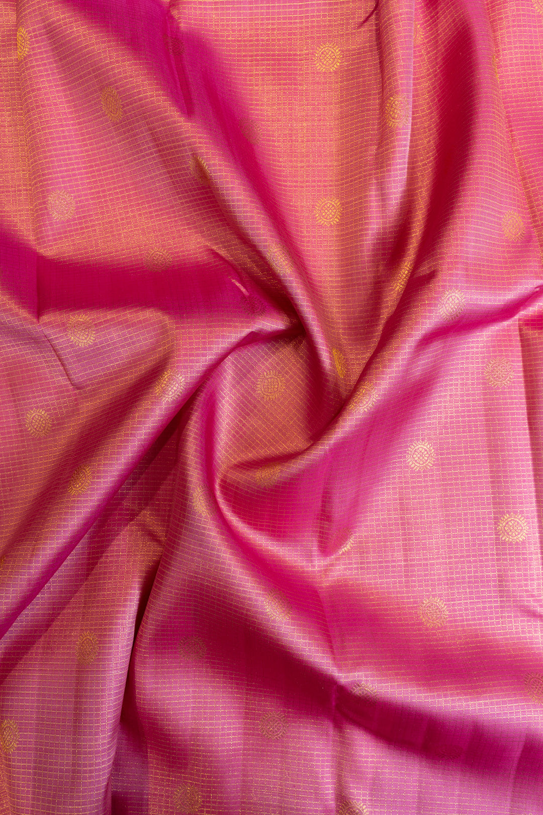 Rose pink zari checks pure Kanchipuram silk saree