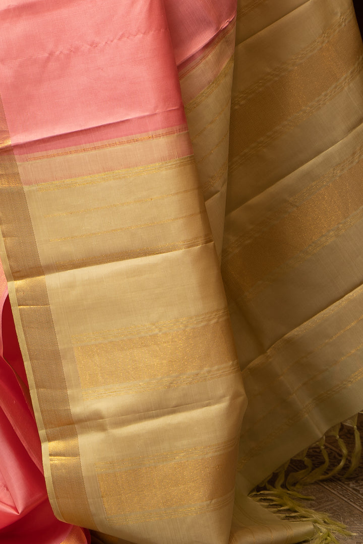Pastel Pink Simple Kanjivaram Silk Saree - Clio Silks