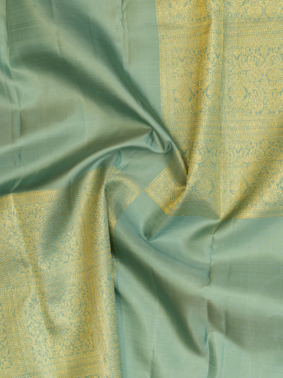 Pastel blue ornamental motifs pure Kanchipuram silk saree