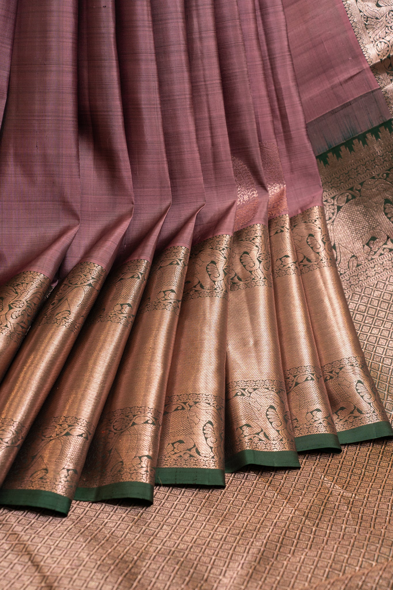 Mauve purple traditional pure Kanchipuram silk saree