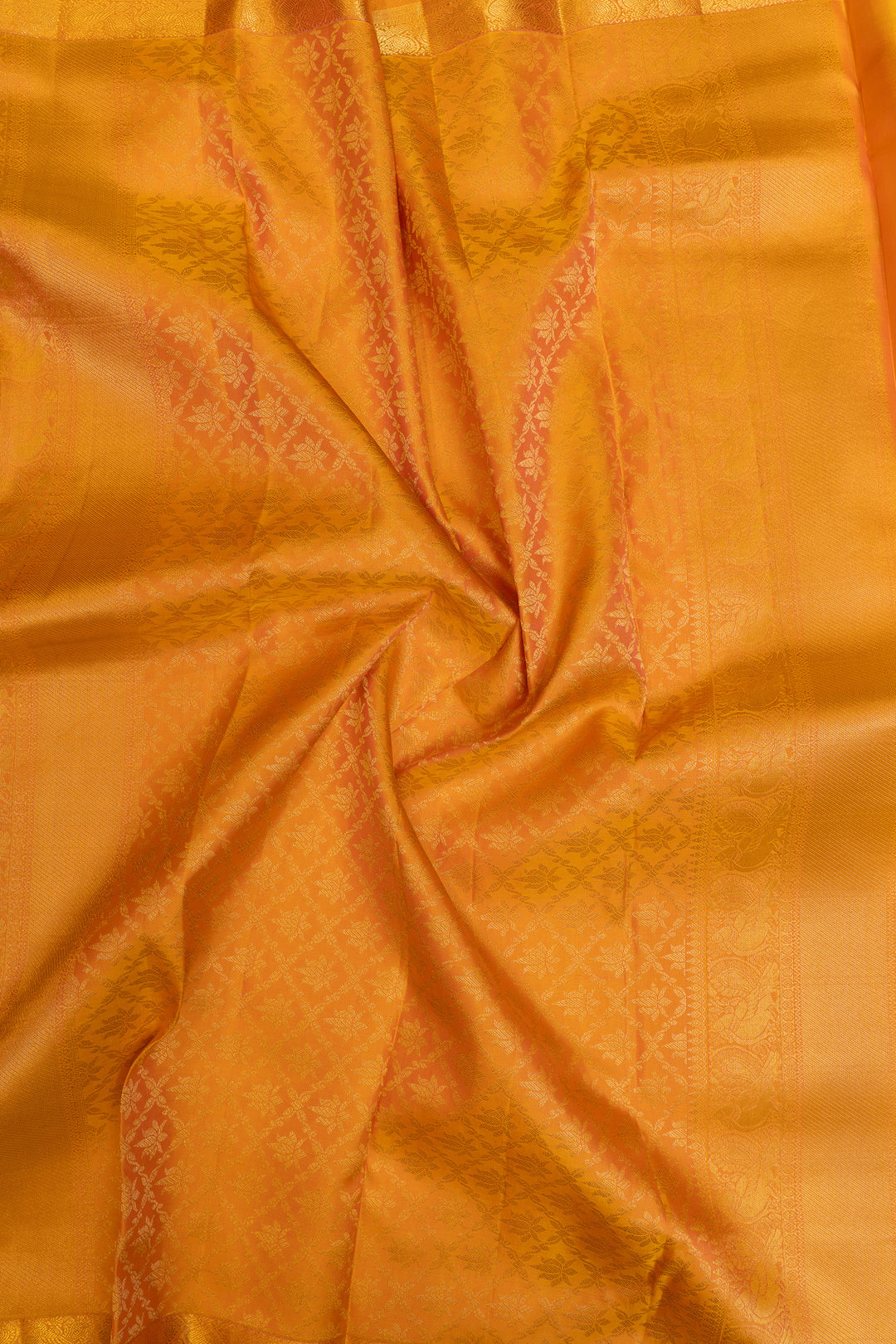 Peach threadwork pure Kanchipuram silk saree