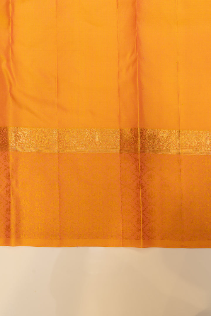 Peach threadwork pure Kanchipuram silk saree