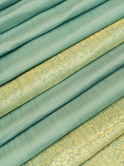 Pastel blue ornamental motifs pure Kanchipuram silk saree