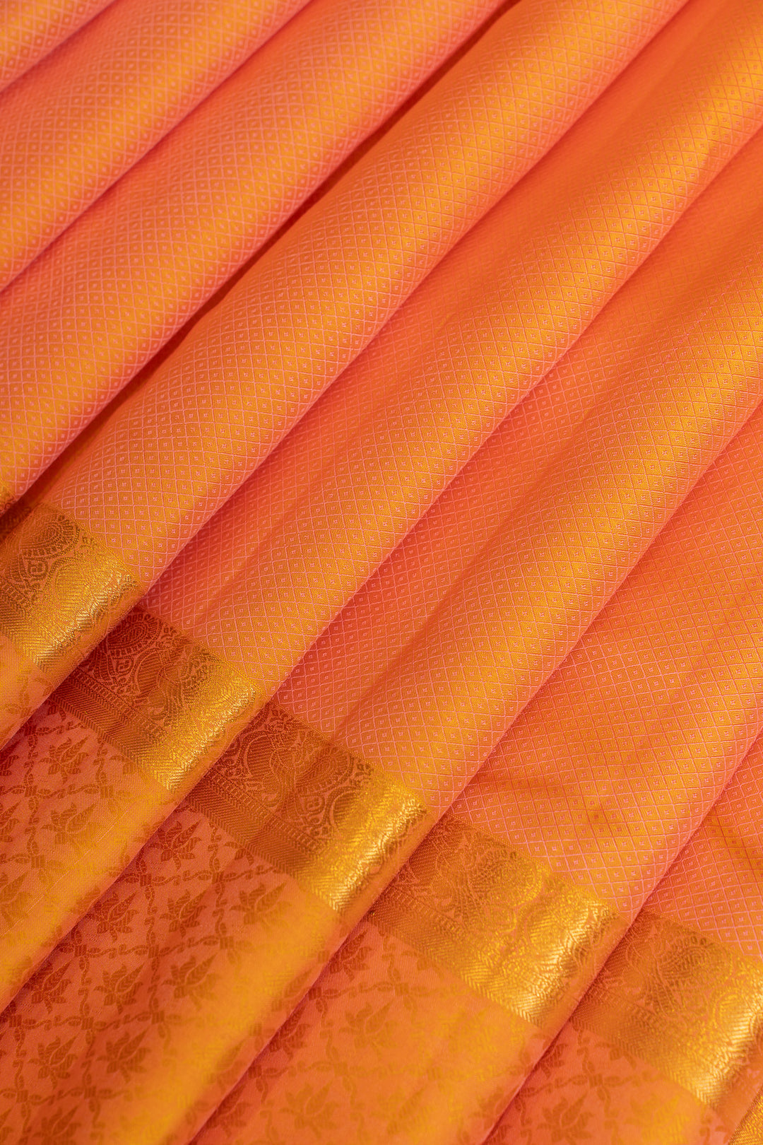Peach threadwork pure Kanchipuram silk saree