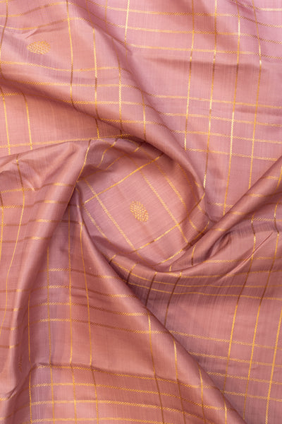 Pastel Lilac zari checks pure Kanchipuram silk saree