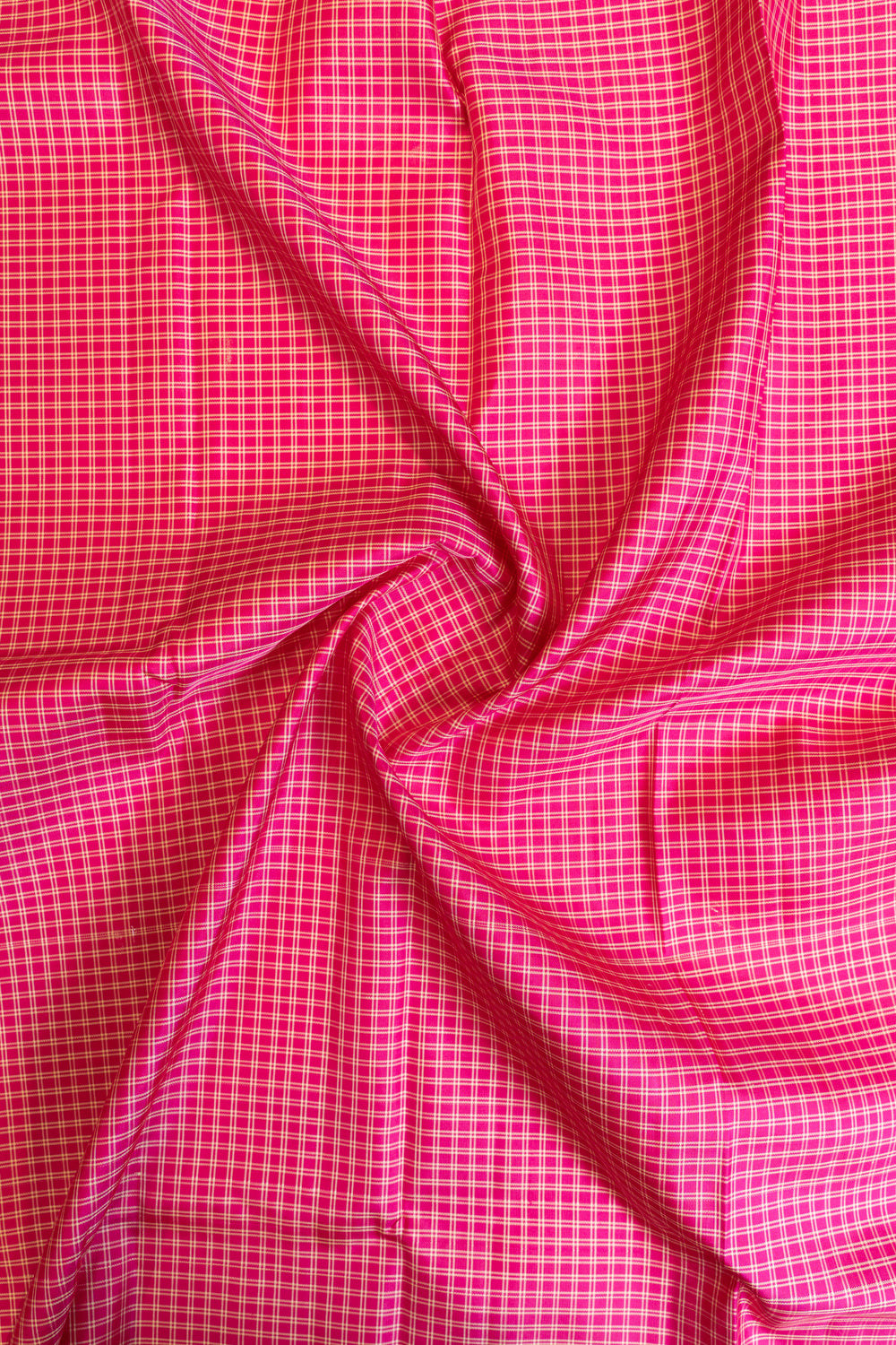 Pink double thread checks small&nbsp;Border pure zari Kanchipuram silk saree