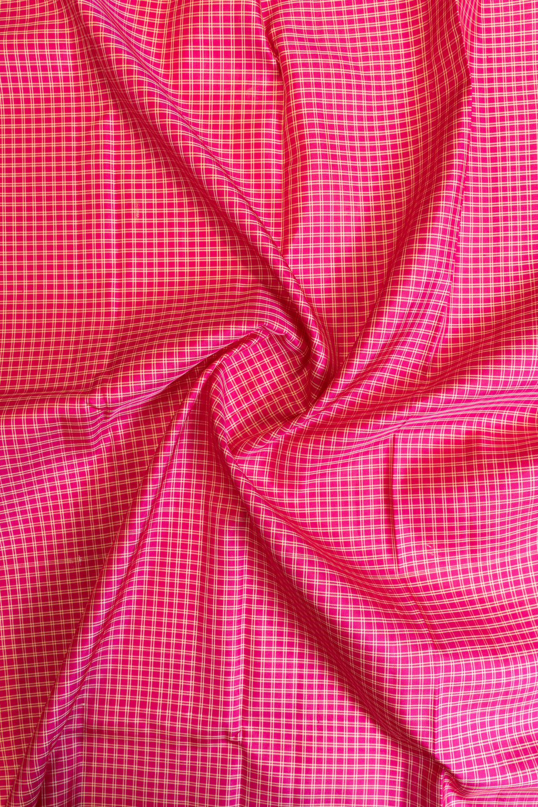 Pink double thread checks small&nbsp;Border pure zari Kanchipuram silk saree