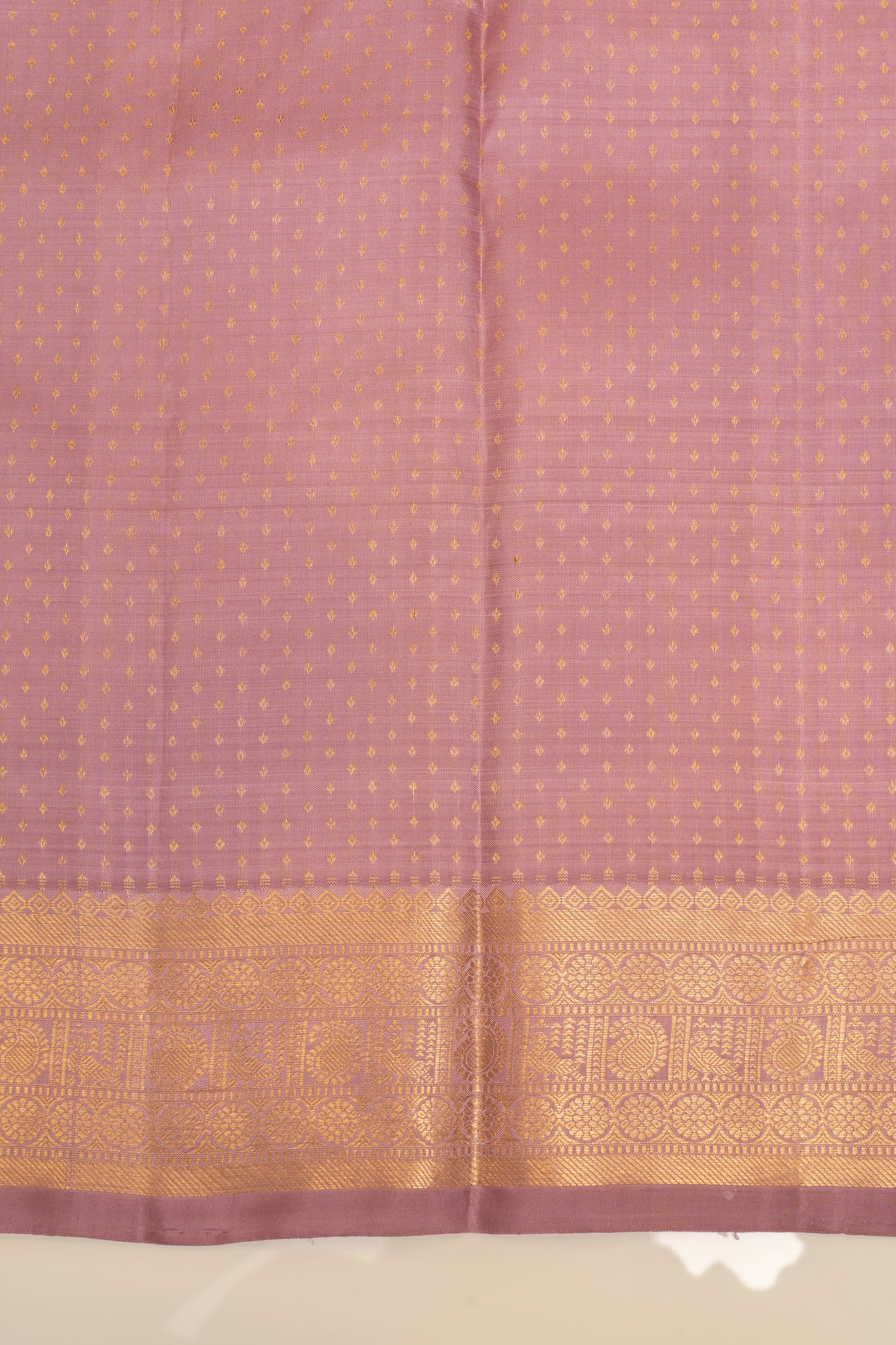 Pastel Lilac zari checks pure Kanchipuram silk saree