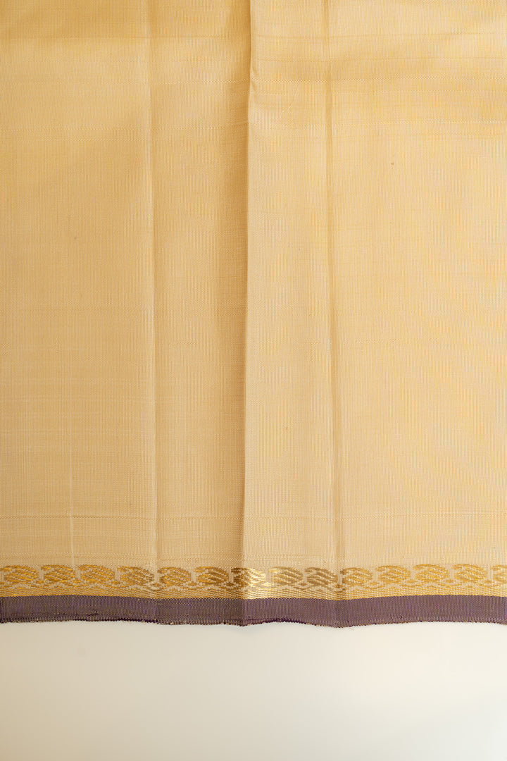 Pink double thread checks small Border pure zari Kanchipuram silk saree