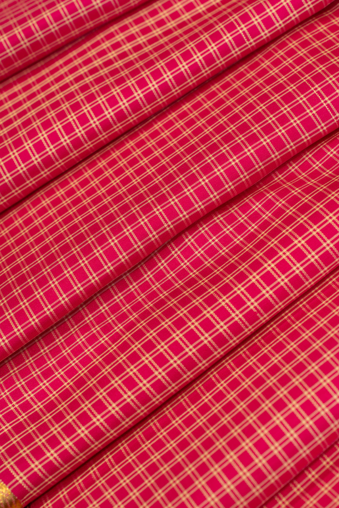 Pink double thread checks small&nbsp;Border pure zari Kanchipuram silk saree