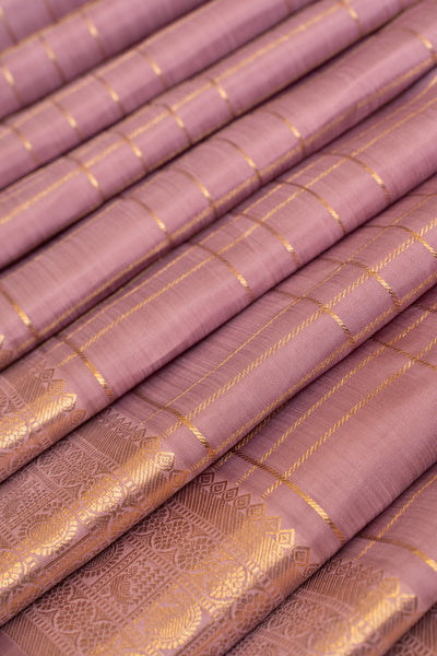 Pastel Lilac zari checks pure Kanchipuram silk saree