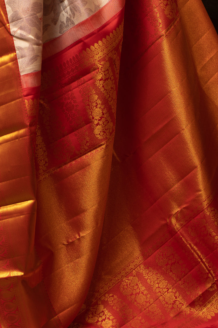 Lavender Floral Woven Kanchipuram Silk Saree - Clio Silks