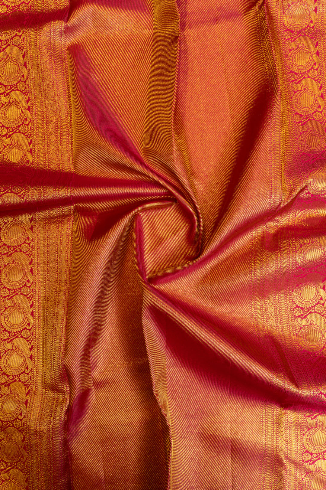 Yellow and magenta vanasingaram border pure Kanchipuram silk saree