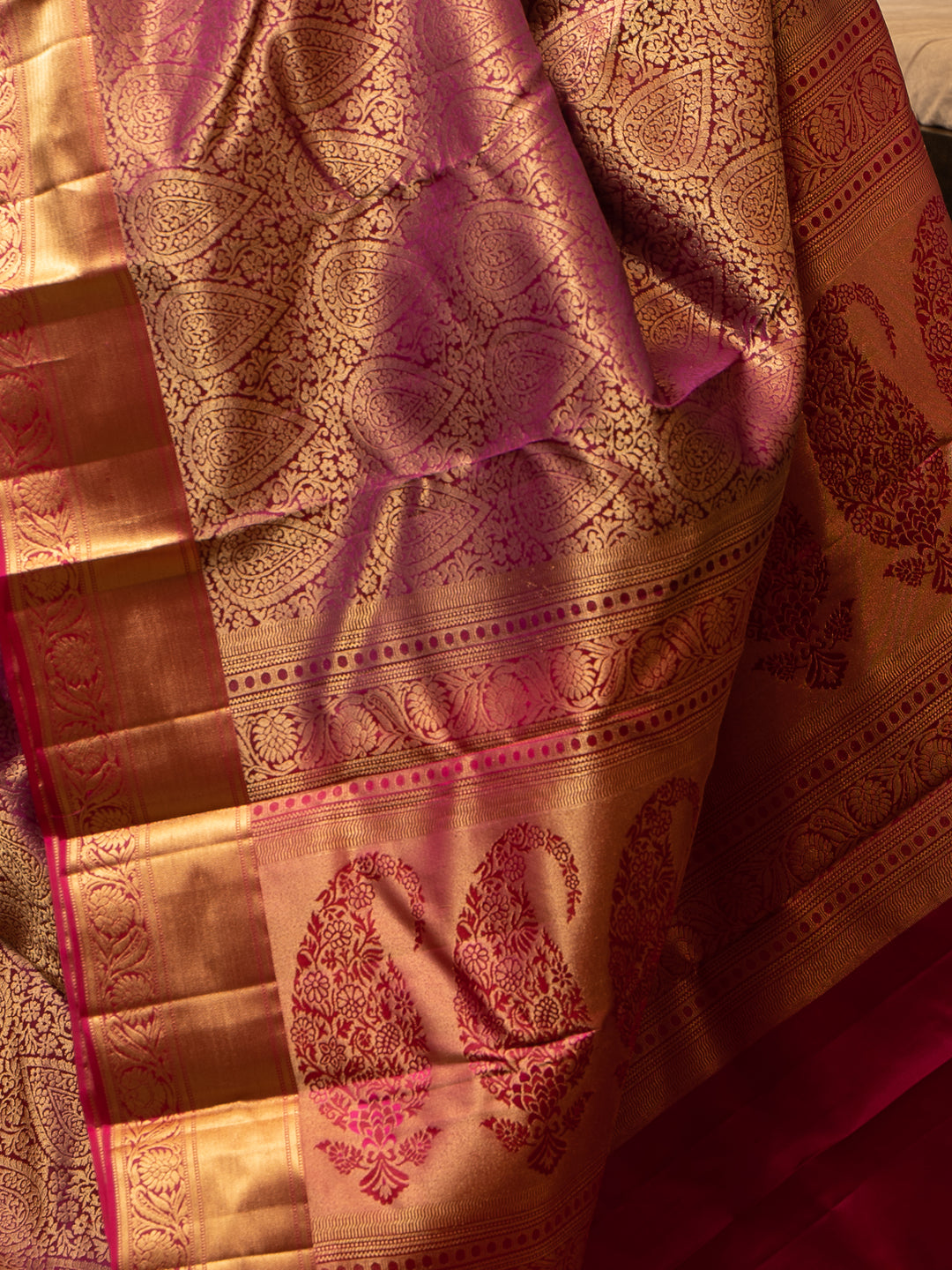 Maganta Zari Brocade Pure Kanjivaram Silk Saree - Clio Silks