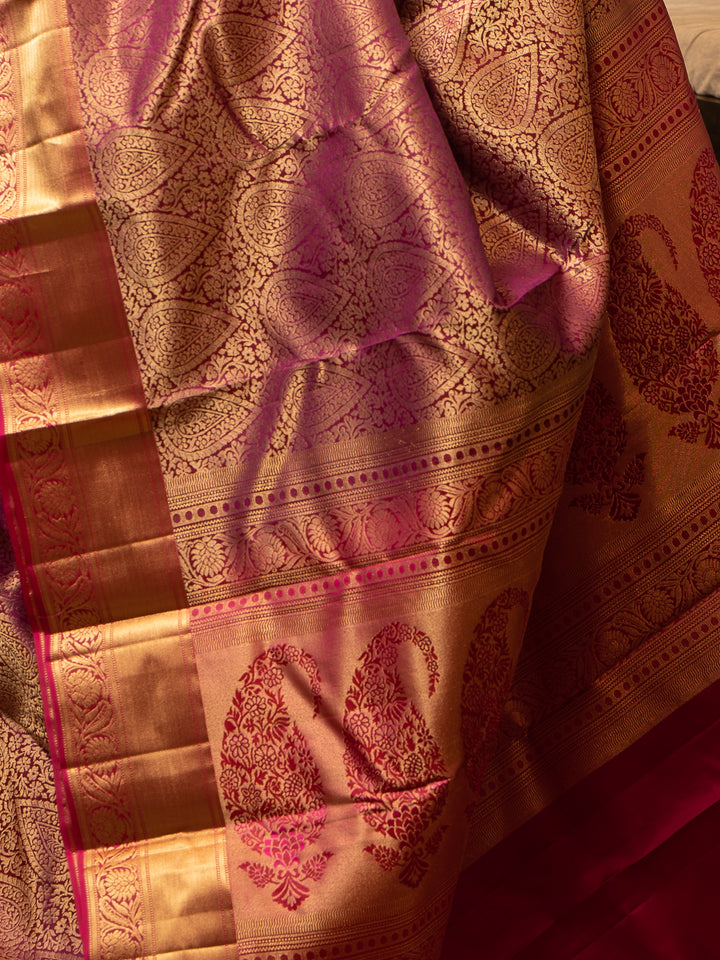 Maganta Zari Brocade Pure Kanjivaram Silk Saree - Clio Silks