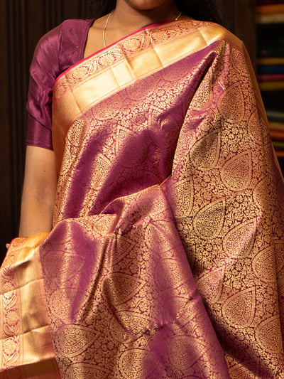 Maganta Zari Brocade Pure Kanjivaram Silk Saree - Clio Silks