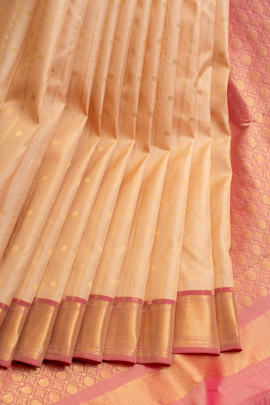 Sandal zari stripes pure Kanchipuram silk saree