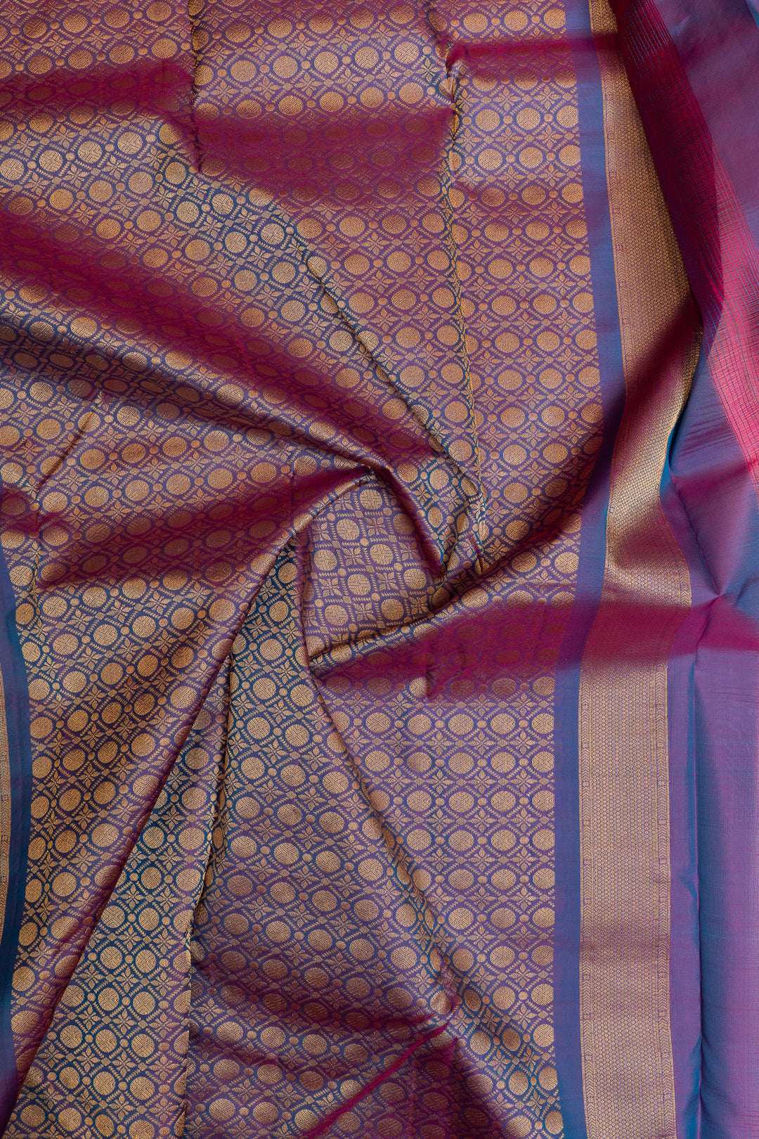 Peacock blue traditional pure Kanchipuram silk saree