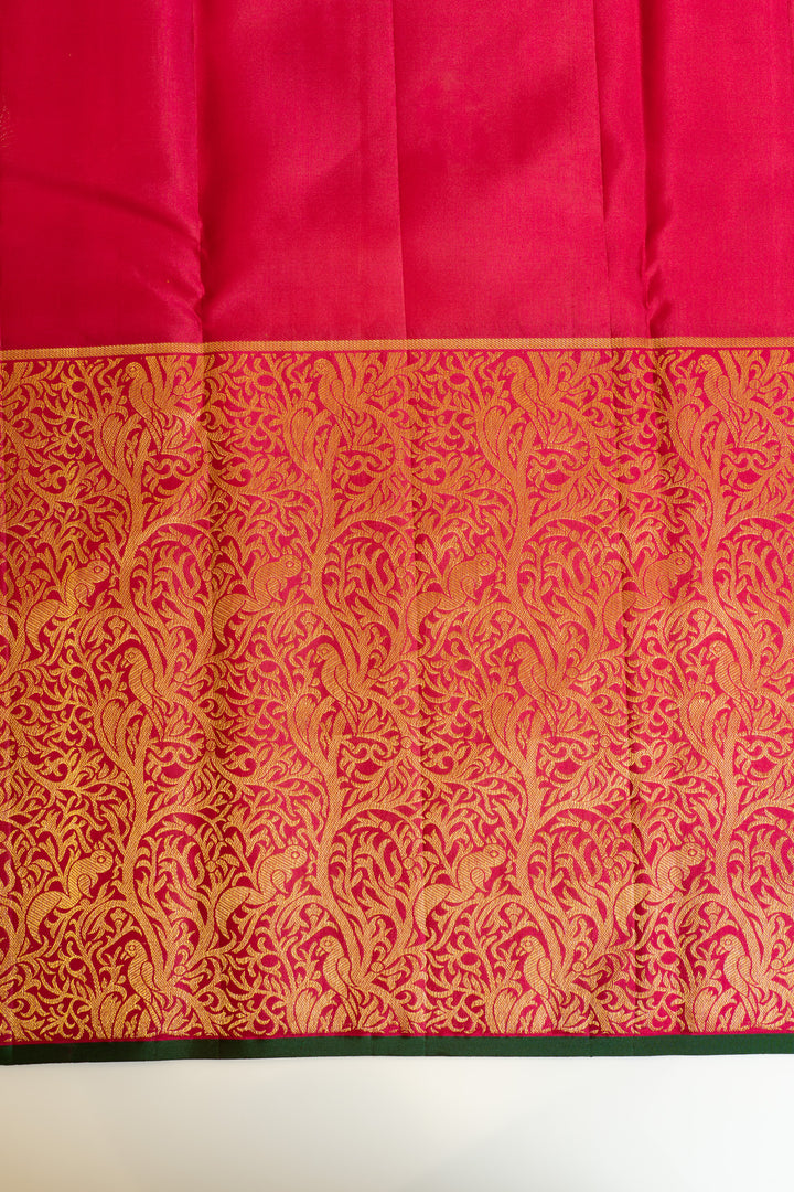 Yellow and magenta vanasingaram border pure Kanchipuram silk saree