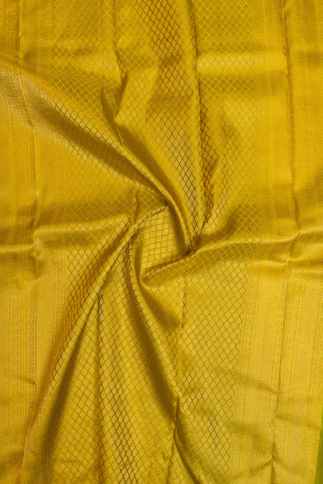 Lime green traditional pure Kanchipuram silk saree