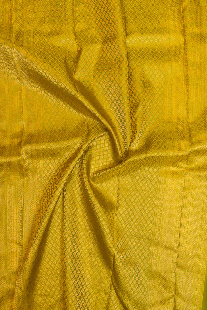 Lime green traditional pure Kanchipuram silk saree