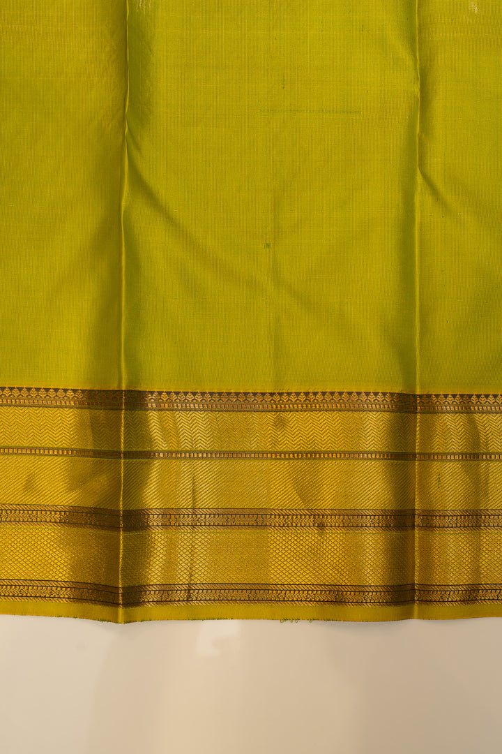 Lime green traditional pure Kanchipuram silk saree