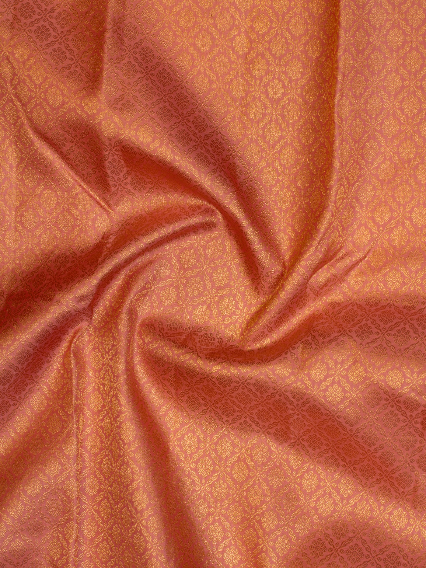 Peach brocade pastel pure Kanchipuram silk saree