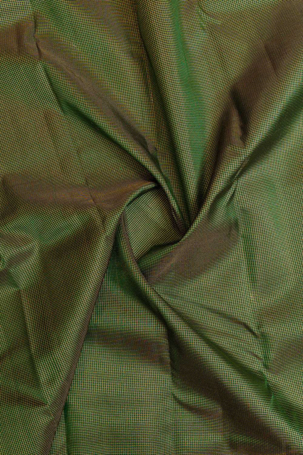 Bottle green zari checks pure Kanchipuram silk saree