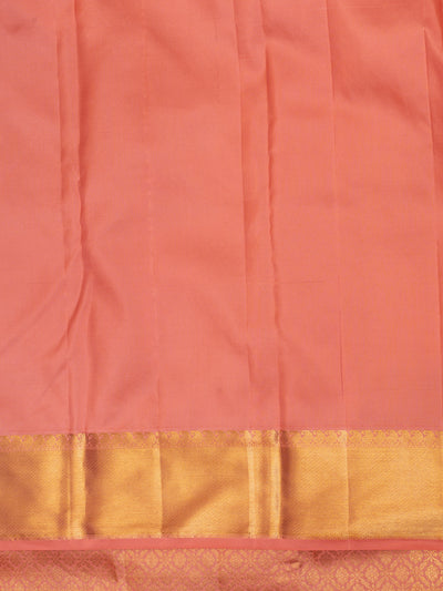 Peach brocade pastel pure Kanchipuram silk saree