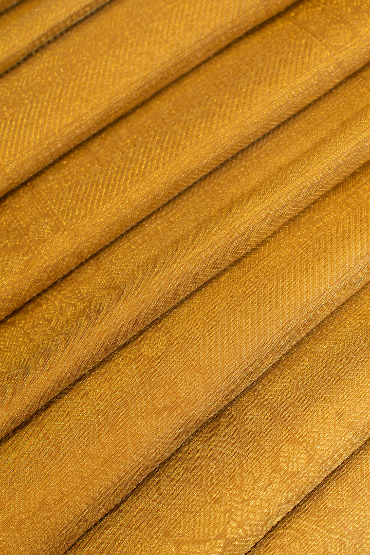 Khaki gold paisley pure zari Kanchipuram silk saree