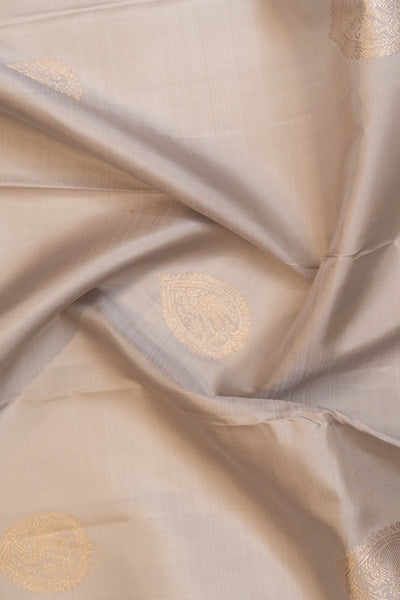 Greyish silver pure Kanchipuram silk saree